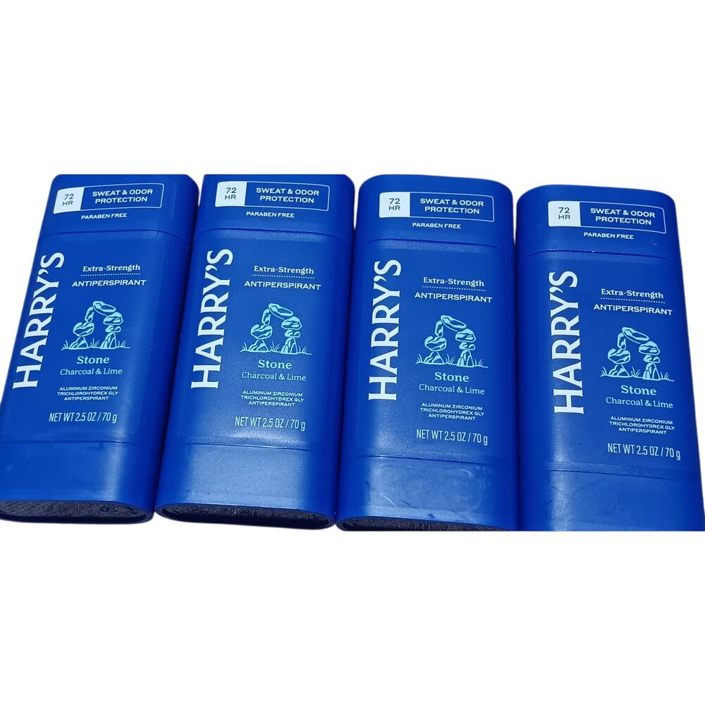 Harry's Extra-Strength Antiperspirant Stick Stone Scent (Qty 4) NEW 2.5 oz 72 HR